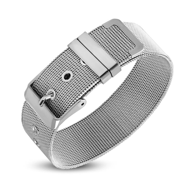 Stainless Steel Mesh Strap Buckle Bracelet - TBA017 - Click Image to Close